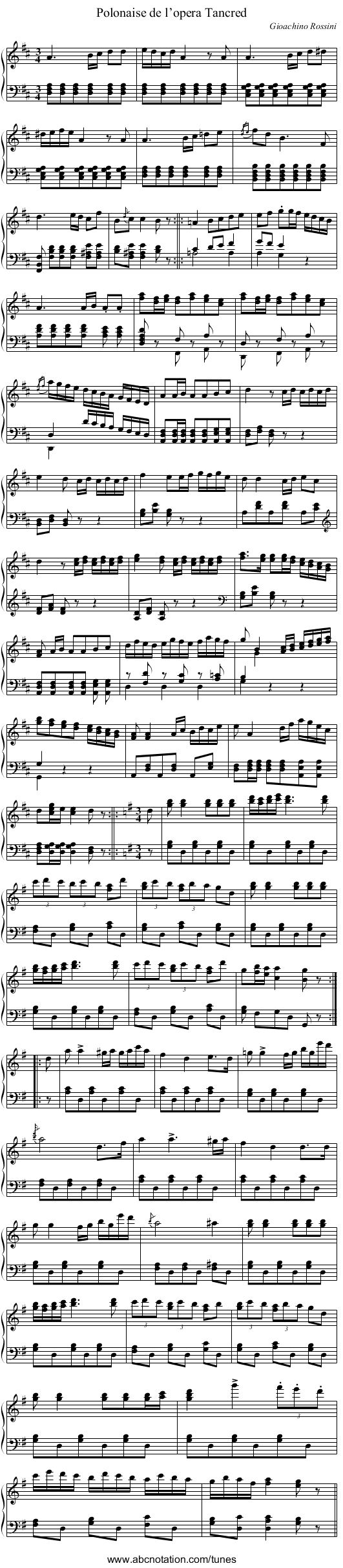 Polonaise de l’opera Tancred - staff notation