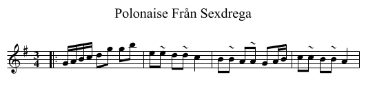 Polonaise Från Sexdrega - staff notation