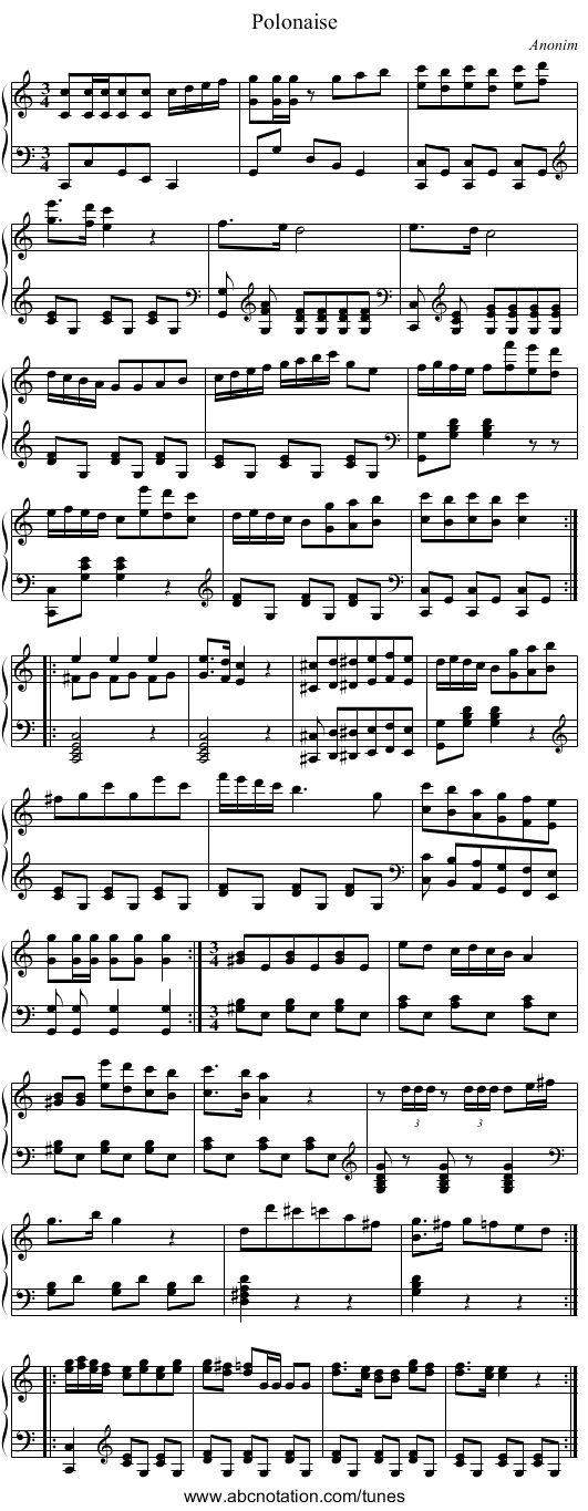 Polonaise - staff notation