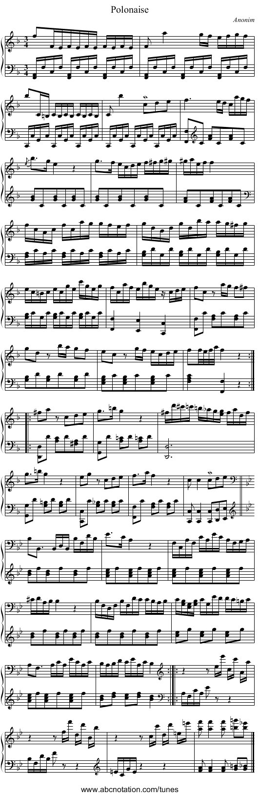 Polonaise - staff notation
