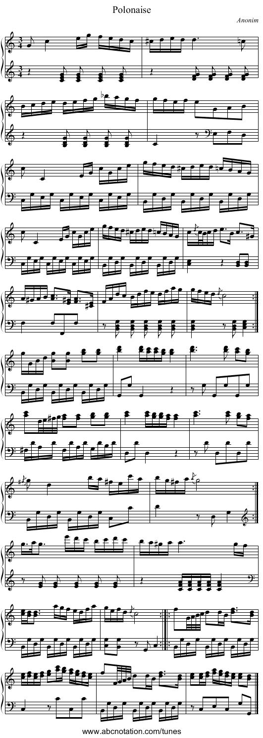 Polonaise - staff notation