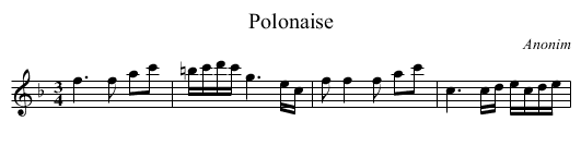 Polonaise - staff notation