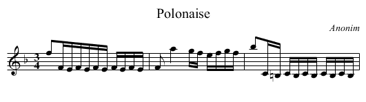 Polonaise - staff notation