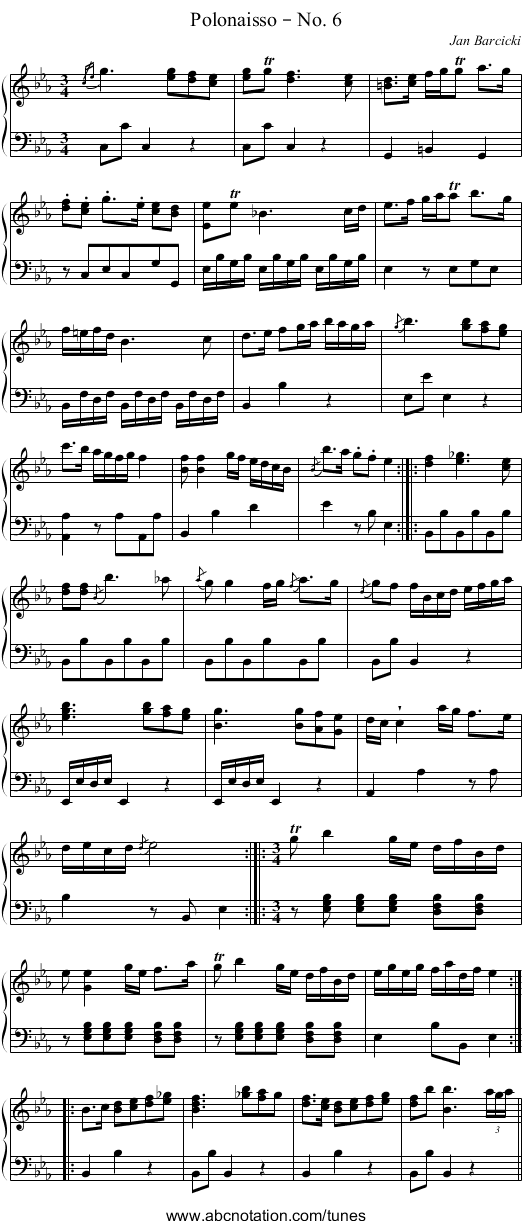 Polonaisso – No. 6 - staff notation
