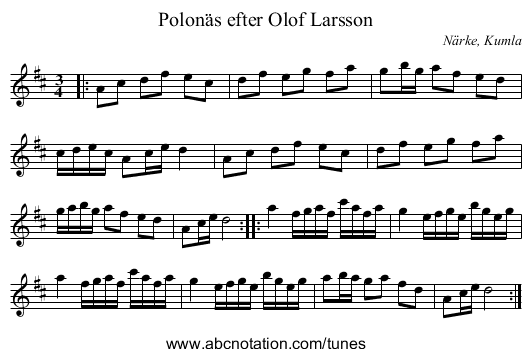 Polonäs efter Olof Larsson - staff notation
