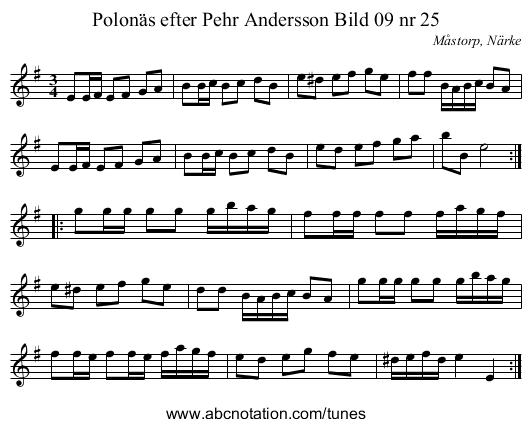 Polonäs efter Pehr Andersson Bild 09 nr 25 - staff notation