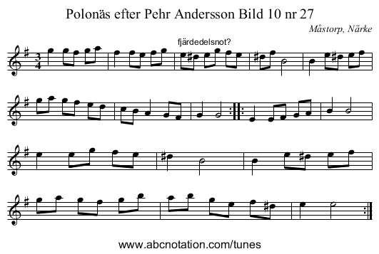 Polonäs efter Pehr Andersson Bild 10 nr 27 - staff notation