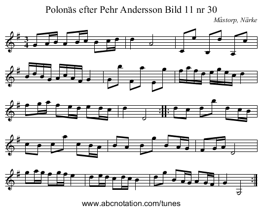 Polonäs efter Pehr Andersson Bild 11 nr 30 - staff notation