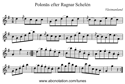 Polonäs efter Ragnar Schelén - staff notation