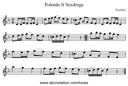 Polonäs fr Sexdrega - staff notation