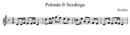 Polon&auml;s fr Sexdrega - staff notation