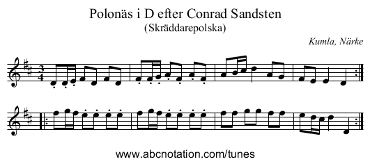 Polonäs i D efter Conrad Sandsten - staff notation