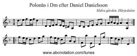 Polonäs i Dm efter Daniel Danielsson - staff notation