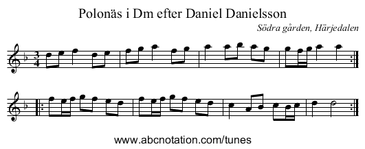 Polonäs i Dm efter Daniel Danielsson - staff notation