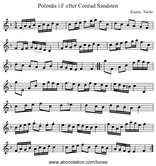 Polonäs i F efter Conrad Sandsten - staff notation