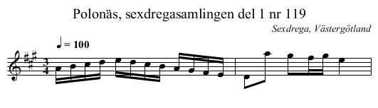 Polonäs, sexdregasamlingen del 1 nr 119 - staff notation