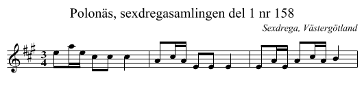 Polonäs, sexdregasamlingen del 1 nr 158 - staff notation