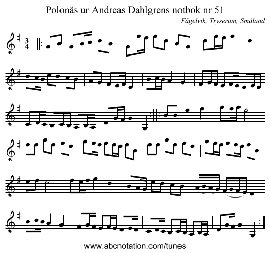Polonäs ur Andreas Dahlgrens notbok nr 51 - staff notation
