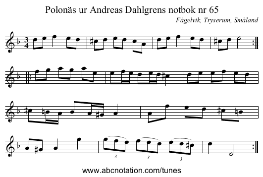 Polonäs ur Andreas Dahlgrens notbok nr 65 - staff notation