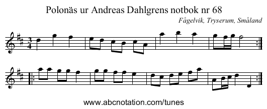 Polonäs ur Andreas Dahlgrens notbok nr 68 - staff notation