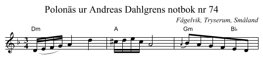 Polonäs ur Andreas Dahlgrens notbok nr 74 - staff notation