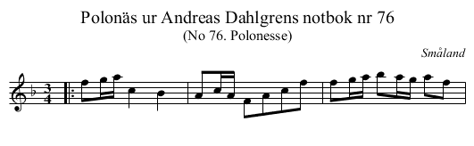 Polonäs ur Andreas Dahlgrens notbok nr 76 - staff notation