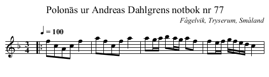 Polonäs ur Andreas Dahlgrens notbok nr 77 - staff notation