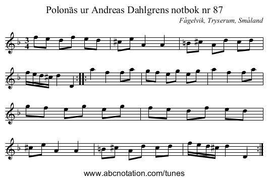 Polonäs ur Andreas Dahlgrens notbok nr 87 - staff notation