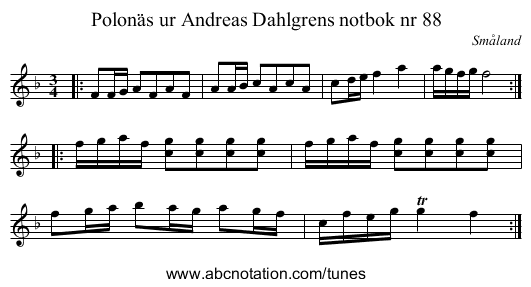 Polonäs ur Andreas Dahlgrens notbok nr 88 - staff notation