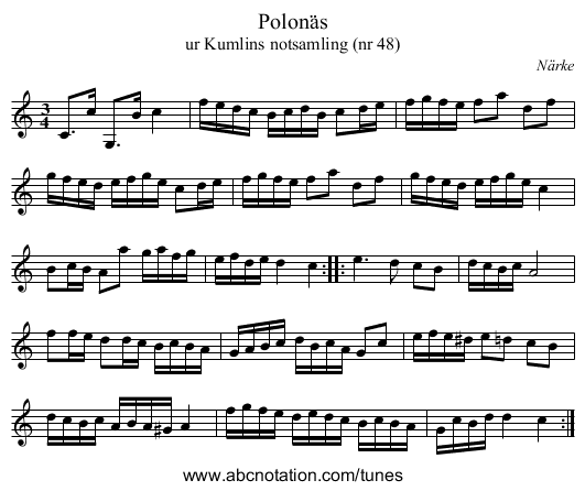 Polonäs - staff notation