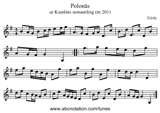 Polonäs - staff notation