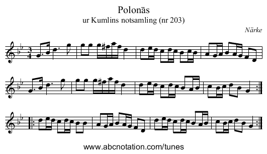 Polonäs - staff notation