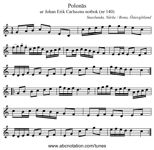 Polonäs - staff notation