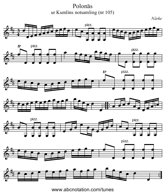 Polonäs - staff notation
