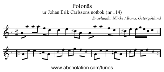 Polonäs - staff notation