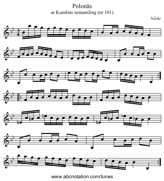 Polonäs - staff notation