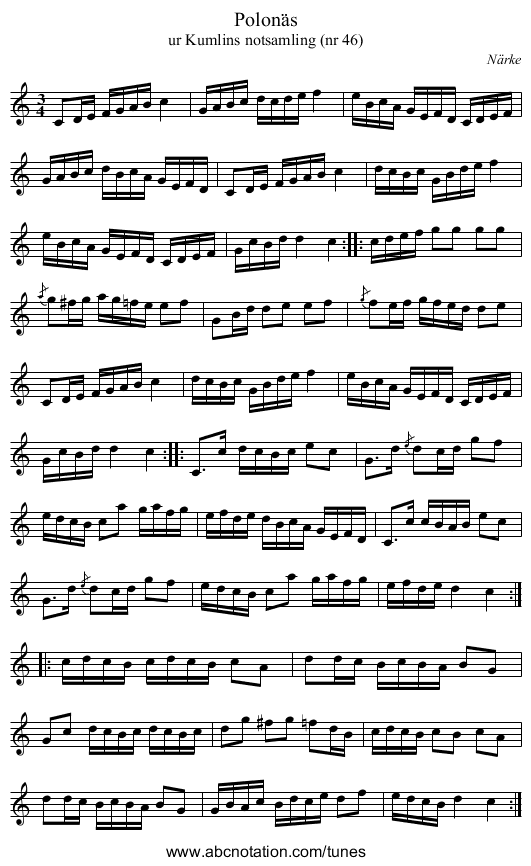 Polonäs - staff notation