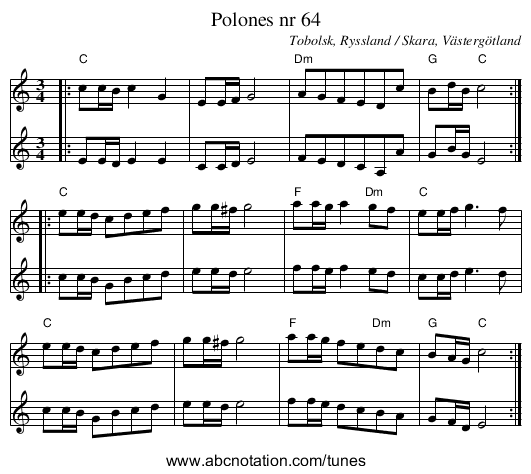 Polones nr 64 - staff notation