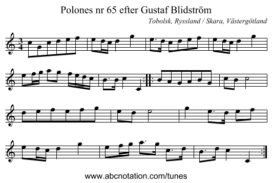 Polones nr 65 efter Gustaf Blidström - staff notation