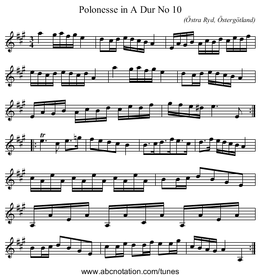 Polonesse in A Dur No 10 - staff notation