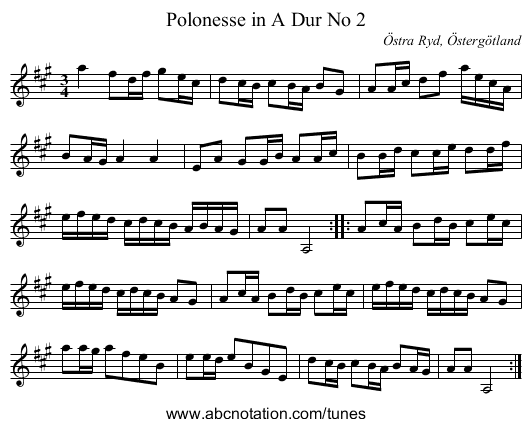 Polonesse in A Dur No 2 - staff notation