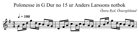 Polonesse in G Dur no 15 ur Anders Larssons notbok - staff notation