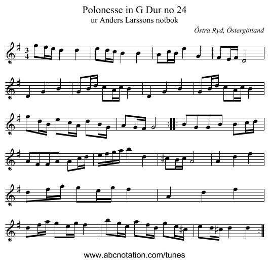 Polonesse in G Dur no 24 - staff notation