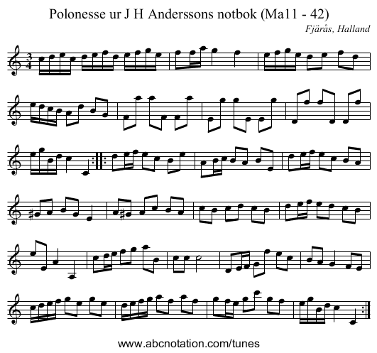 Polonesse ur J H Anderssons notbok (Ma11 - 42) - staff notation