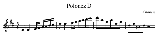 Polonez D - staff notation