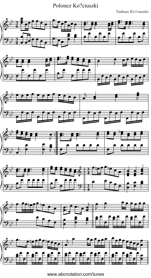 Polonez Ko?ciuszki - staff notation