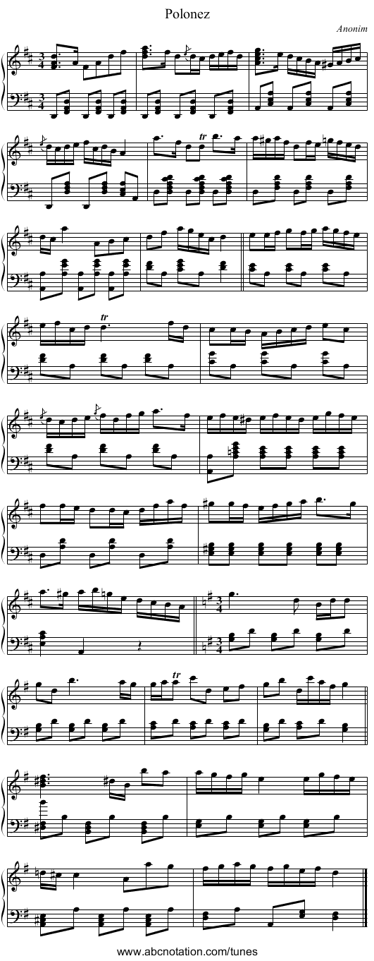 Polonez - staff notation