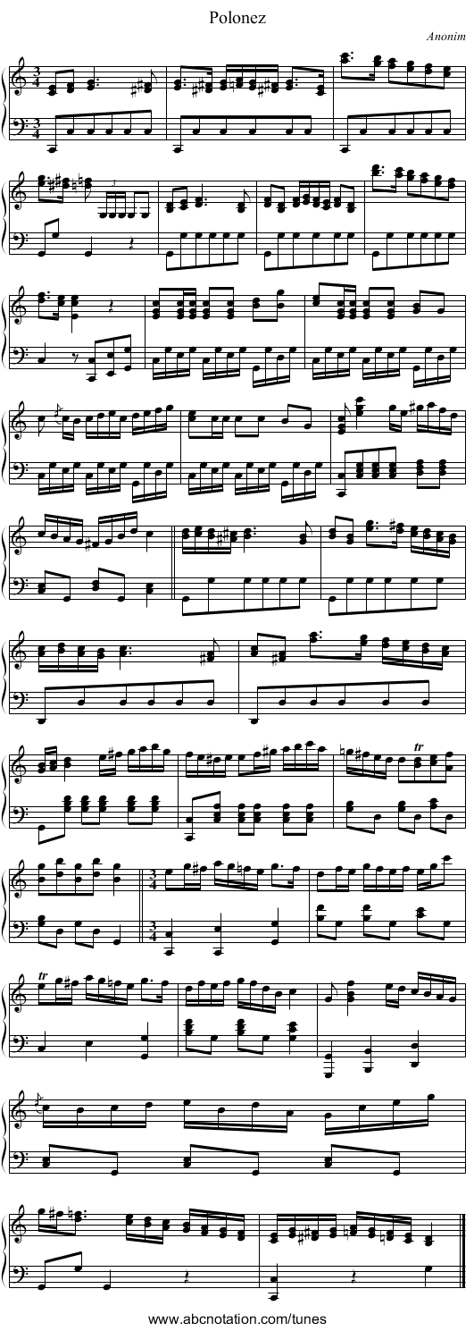Polonez - staff notation