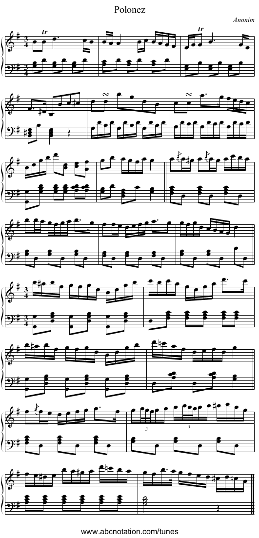 Polonez - staff notation