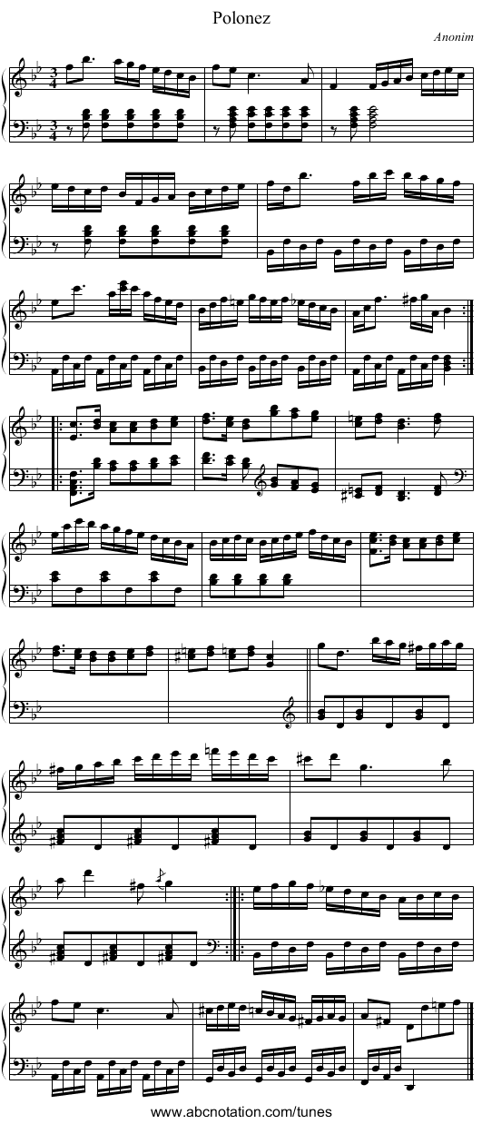 Polonez - staff notation